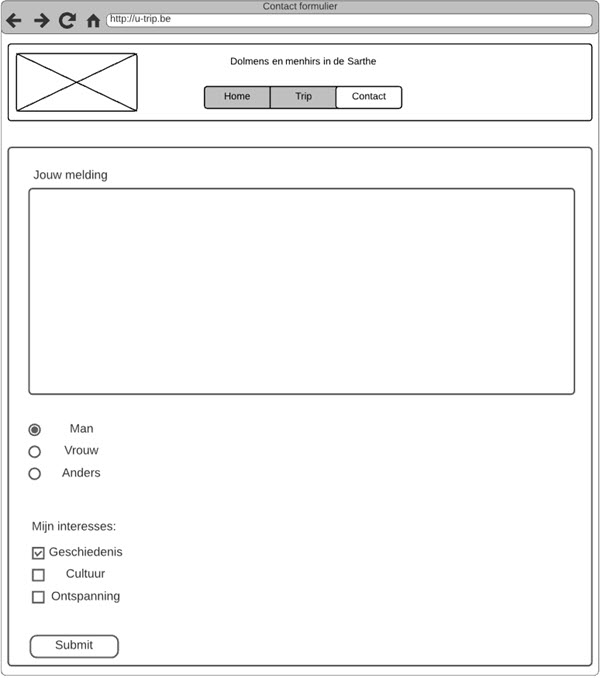 wireframe contactformulier